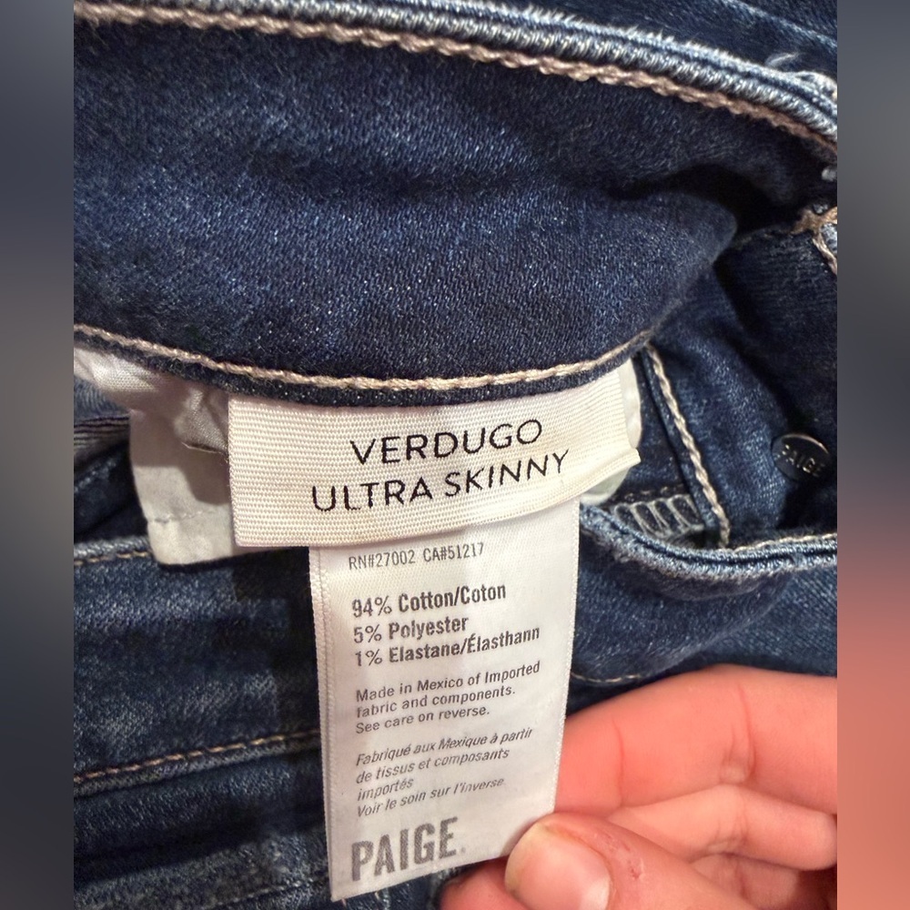 NWOT Size: 27 Paige Verdugo Ultra Skinny Samba Destructed Jeans - Picture 10 of 14